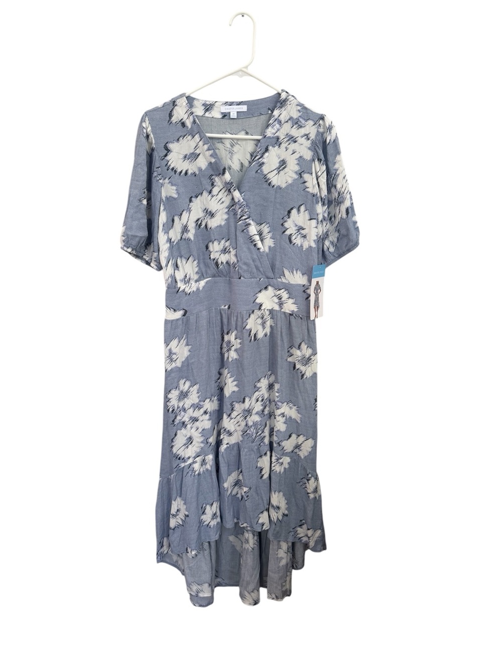 Draper James Blue Floral High-Low Midi Smocked Dress